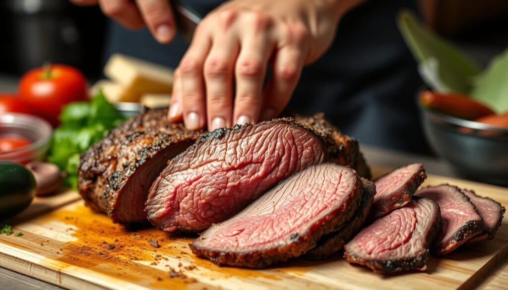 Tri-Tip Slicing Technique for Beef Sandwich Tri-Tip Slicing Technique for Beef Sandwich